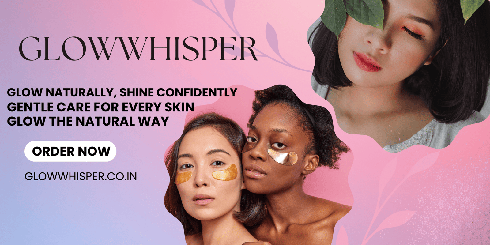 Pink Purple and Gold Modern Skincare Banner Landscape